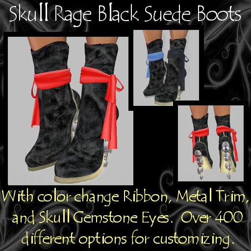 Skull Rage Black Suede Boots
