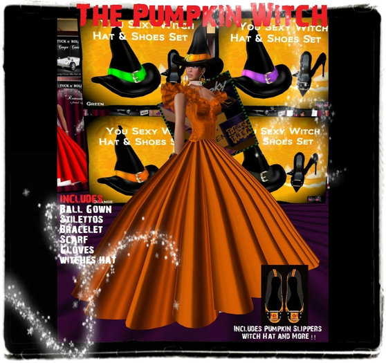 The Halloween Pumpkin Witch - Ruffle Formal Gown - Shoes & Jewelry (Bagged)