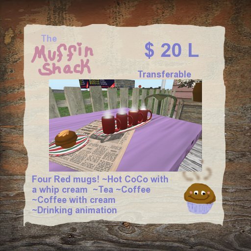 ~*The Muffin Shack*~ Red Mugs  {Boxed}