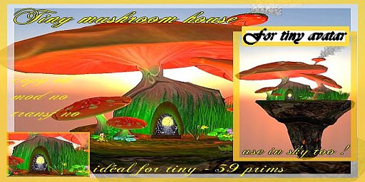 tiny mushroom house on floating island