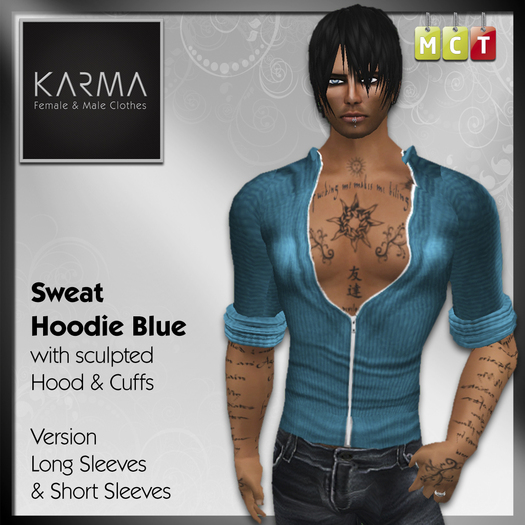 Karma - Sweat Capuche Zippé Bleu
