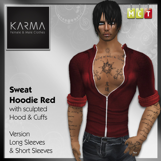 Karma - Sweat Capuche Zippé Rouge