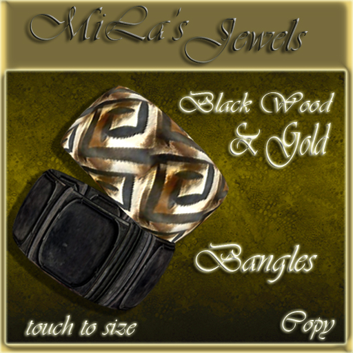 * Black Wood & Gold Bangles *