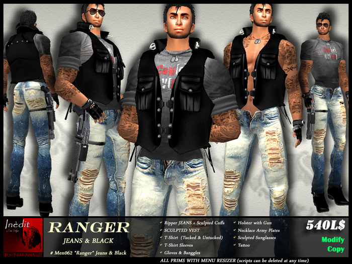 iNEDIT-Men062 *Ranger* Jeans & Black