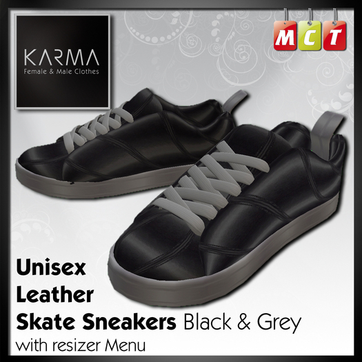 Karma - Leather Skate Sneakers Black & Grey