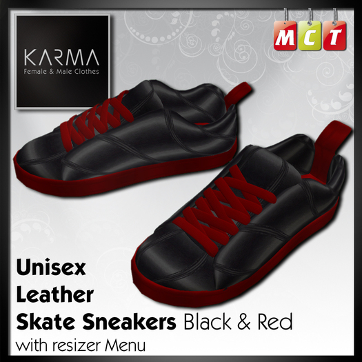 Karma - Leather Skate Sneakers Black & Red