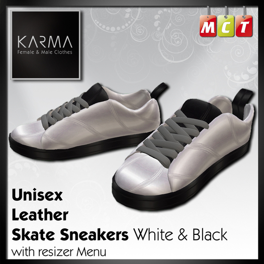 Karma - Leather Skate Sneakers White & Black