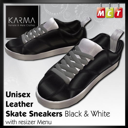 Karma - Leather Skate Sneakers Black & White