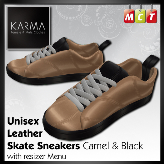 Karma - Leather Skate Sneakers Camel & Black