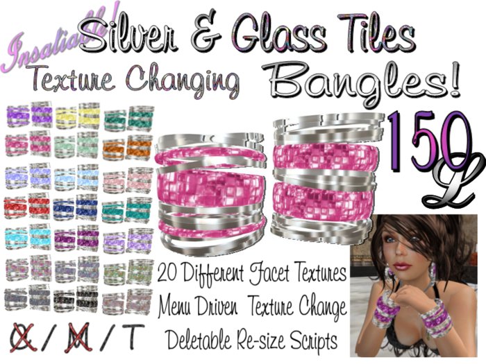 Insatiable! Silver & Glass Tile TTC Bangles