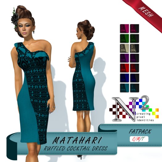 Mesh Ruffled Cocktail Dress - Matahari - FATPACK 