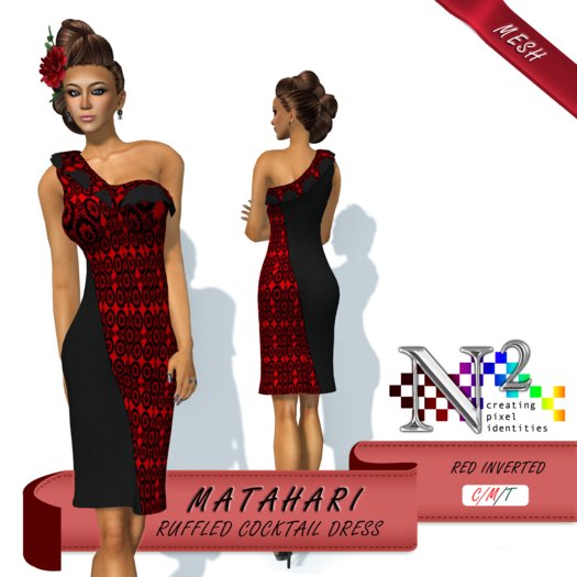 Mesh Ruffled Cocktail Dress - Matahari - Red Inverted