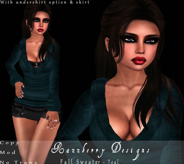 ~:Razzberry:~ Fall Sweater w/Skirt - Teal