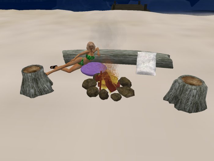 campfire scene with poses