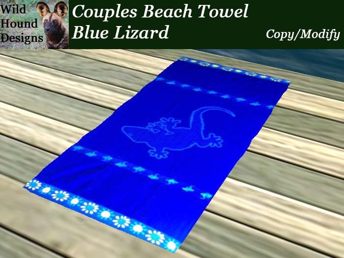 [WHD] -- Couples Beach Towel - Blue Lizard - 50 Anims and 35 poses - (Copy/Modify)