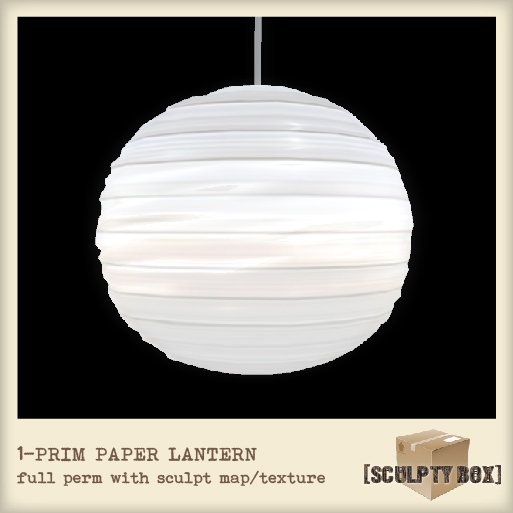 Sculpty Box ~ 1-Prim paper lantern FULL PERM with sculpt map