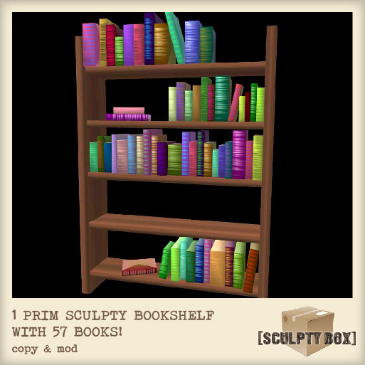 1 Prim Sculpty Bookshelf / Book Case with 57 Books!