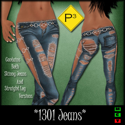 <P3> 1301 Distressed Jeans - Stonewashed