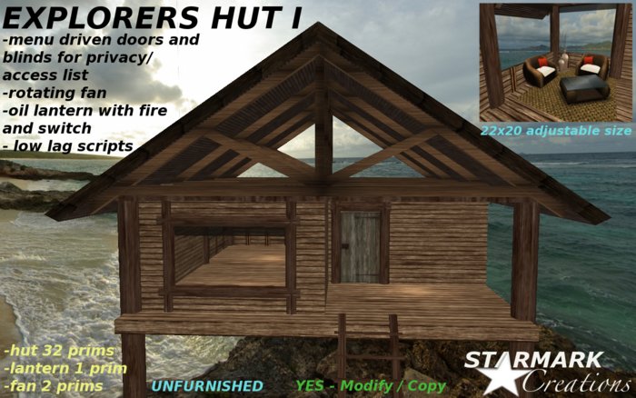 Updated! Cool explorers hut with lockable doors and more!!! from STARMARK CREATIONS -- promo price --