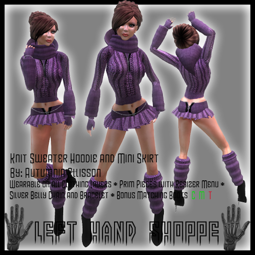 Knit Sweater Hoodie and Mini Skirt