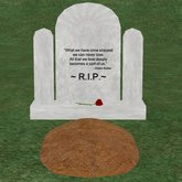Verse 18, Enticing Designs 5 Prim Dome Top Style Cement Tombstone Marker with Inscription, Grave, and Rose