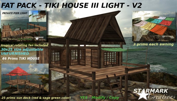 FAT PACK! Beautiful  tiki house III light V2 UPDATED! from STARMARK CREATIONS -- promo price --