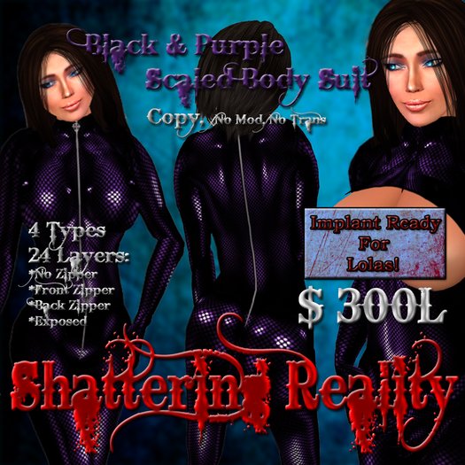 Shattering Reality: Black & Purple Scaled Body Suit