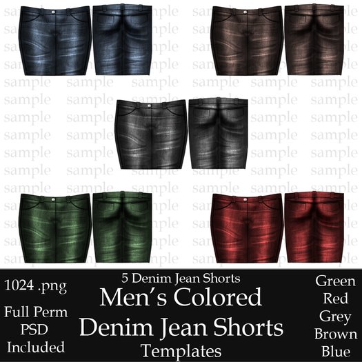 UTPP-Men's Colored Denim Jeans Shorts Templates + PSD in 5 Clrs