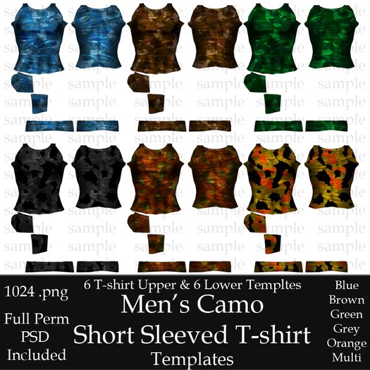 UTPP-Men's Camo Short Sleeved T-shirt Templates + PSD