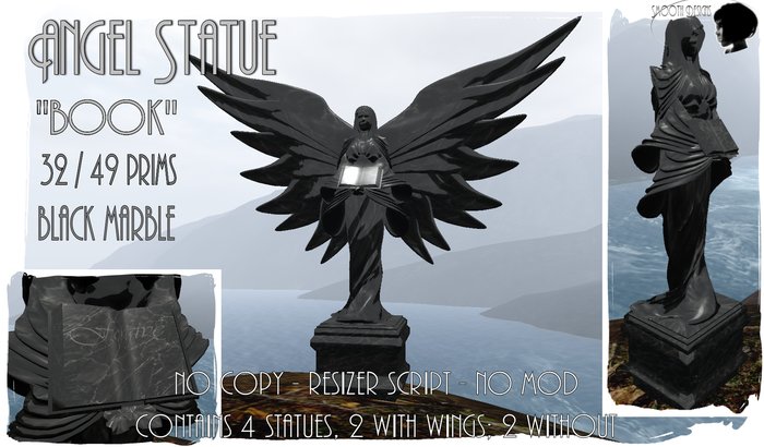 :SD: Angel Statue "book" black marble Resizeable