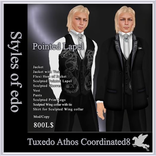 2012 Tuxedo1, Coordinated1, Styles of edo