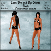 Crazy Cat Creations - Black Latex Bra & Boy Shorts
