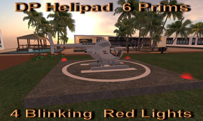 Helipad with Red Blinking Lights  6 Prims