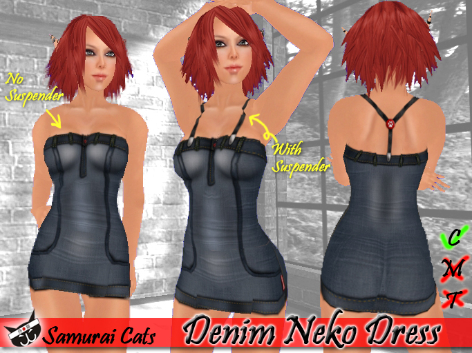 [SAMURAI CATS] Denim Neko Dress