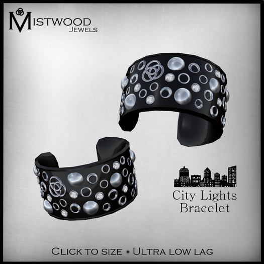 [Mistwood Jewels] City Lights Unisex Cuffs - Black Resin & Silver