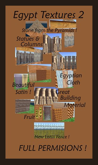 Egyptian Treasures Textures - FULL PERMS