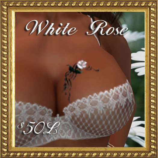 Ink Blots White Rose Chest Tattoo 