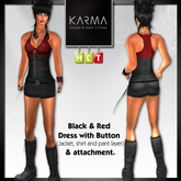 Karma - Black & Red Dress with Button