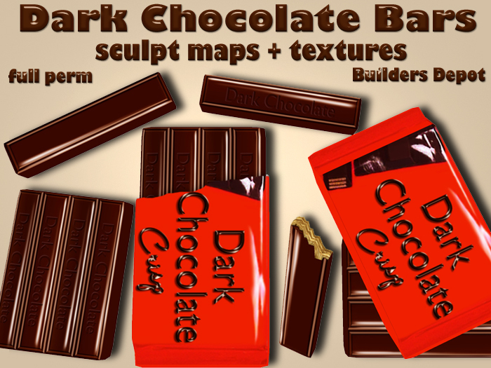 FULL PERM Dark Chocolate Bar Sculpt Maps & Textures HALLOWEEN CANDY !
