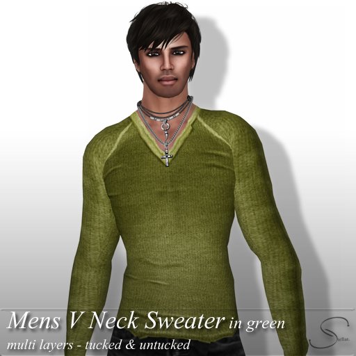 [Stellar] Mens V Neck Sweater in green