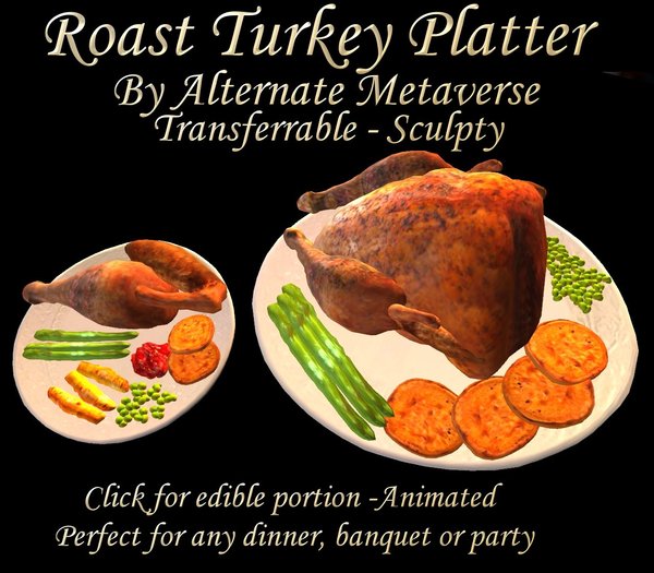 Roast Turkey Platter - With all the trimmings - Click for plate-  Alternate Metaverse Foods