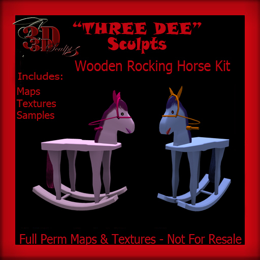 "Three Dee"  Wooden Rocking Horse Pack