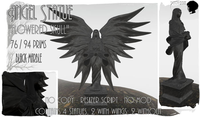 :SD: Angel Statue "skull" black marble Resizeable