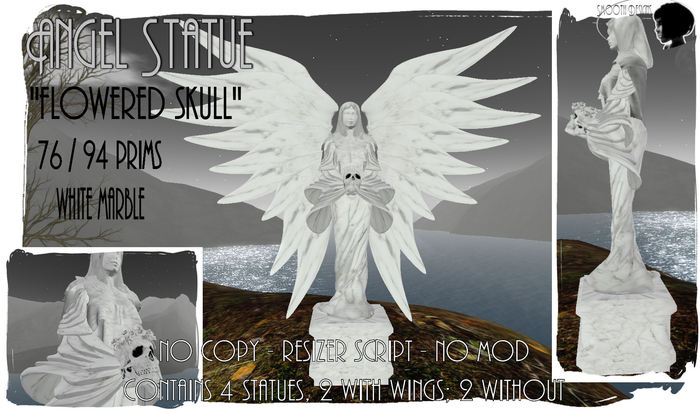 :SD: Angel Statue "skull" white marble Resizeable
