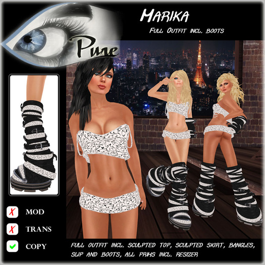 << PURE >> Marika in Black & White (full outfit incl. boot) [inworld price 199L$] 