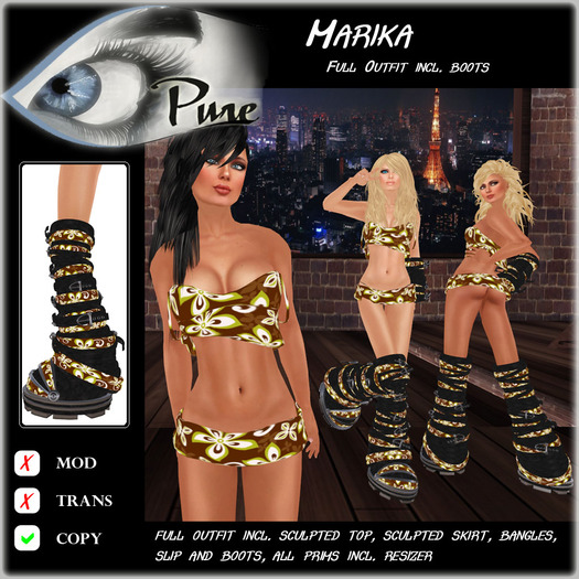<< PURE >> Marika in Brown Flowers (full outfit incl. boot) [inworld price 199L$] 