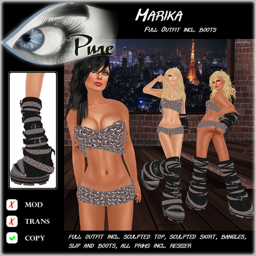 << PURE >> Marika in Brown Sculls (full outfit incl. boot) [inworld price 199L$] 