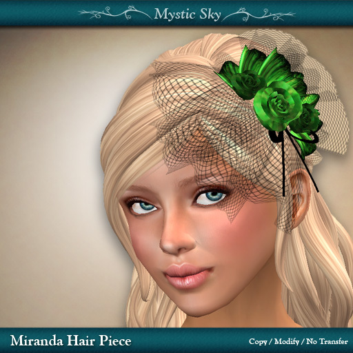 ~Mystic Sky~ Miranda Rose Hair Piece: Emerald