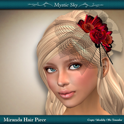 ~Mystic Sky~ Miranda Rose Hair Piece: Red