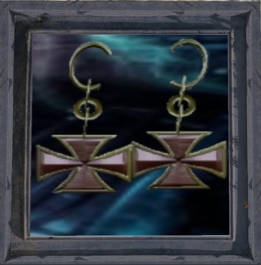 Earrings cross gold red